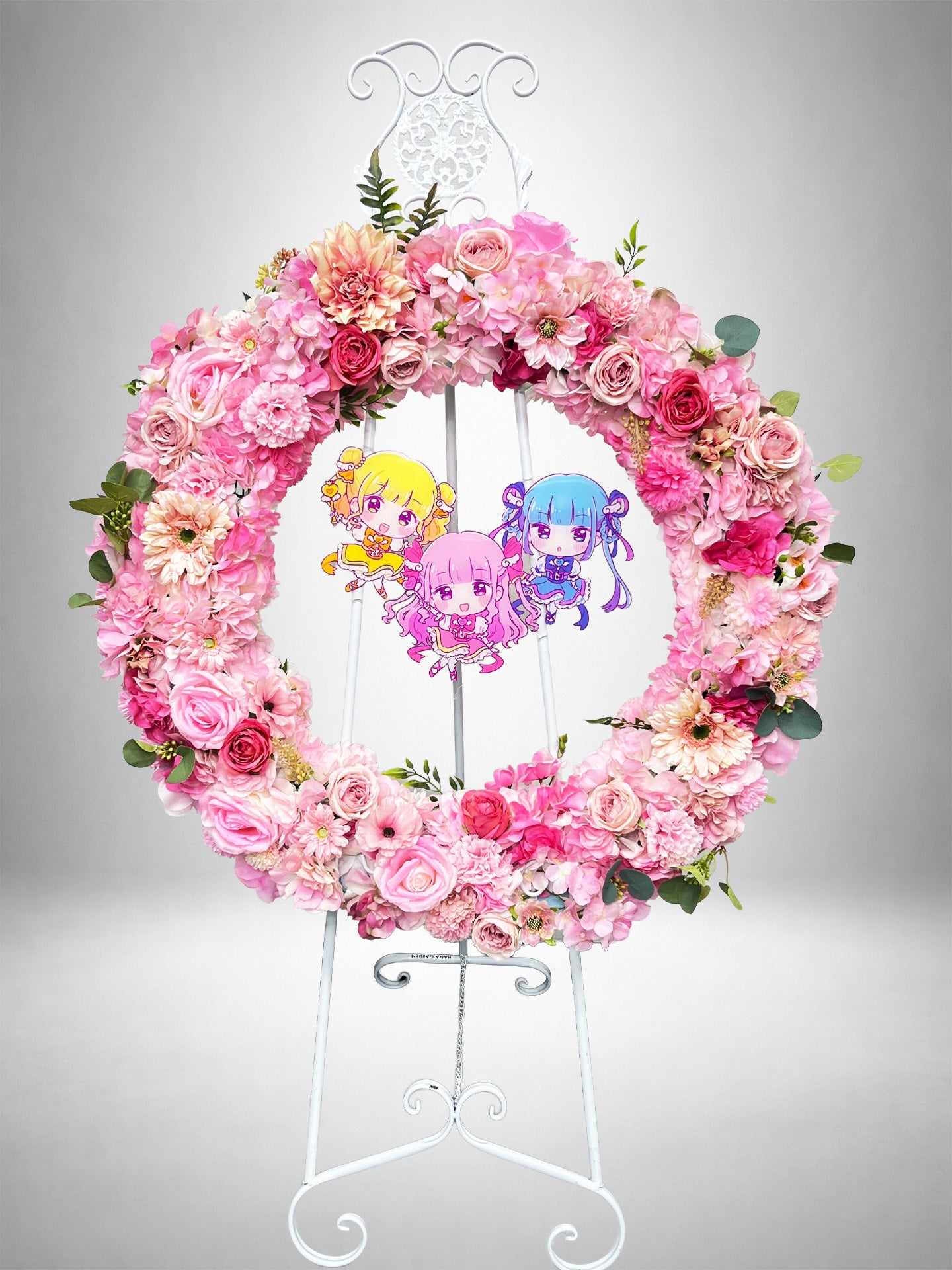 Re:Bloom ローズピンクフラワーリーススタンド 公演祝い・ライブ祝い向けアーティフィシャルフラワー