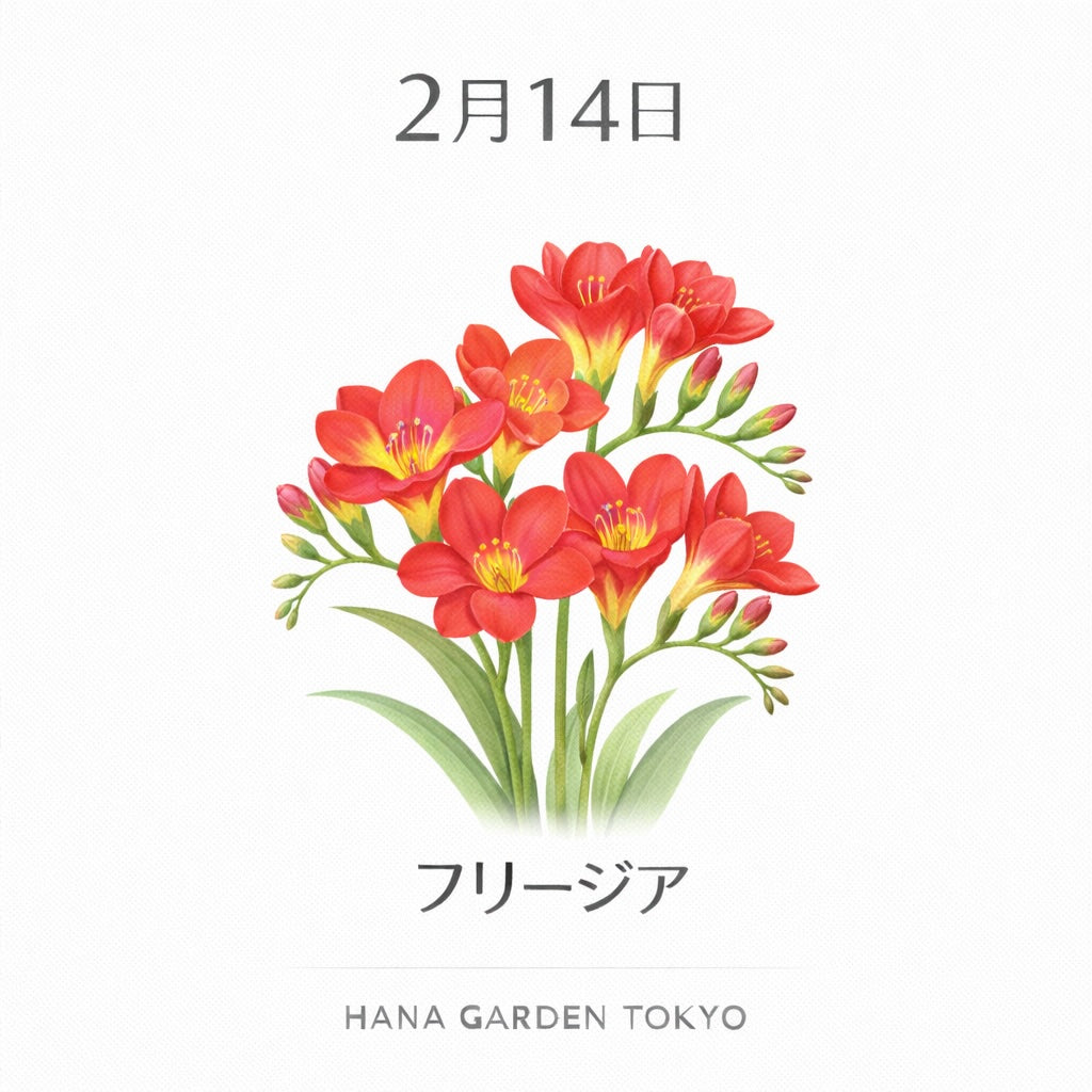 2月14日の誕生花はフリージア（赤）｜情熱をまっすぐに届ける花