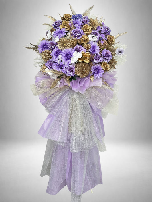 [Re:Bloom] アメジストゴールドスタンド 紫とゴールドを基調とした高級アーティフィシャルフラワースタンド