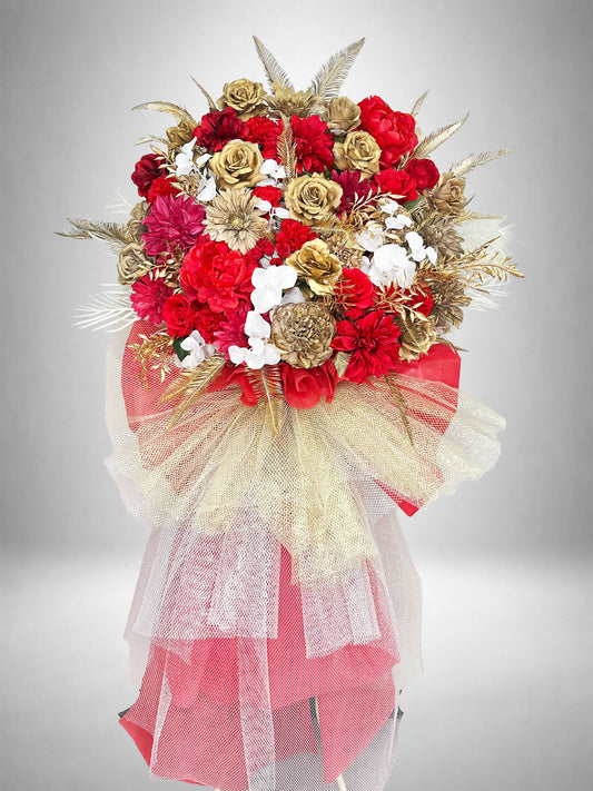 [Re:Bloom] ルビーゴールドスタンド ルビーレッドとゴールドを基調とした高級アーティフィシャルフラワースタンド