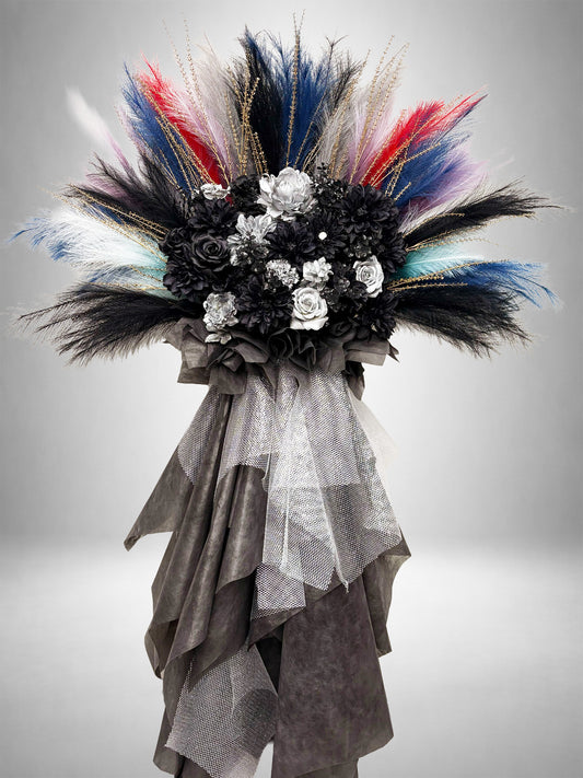 Re:Bloom ノワールレイディアンススタンド ブラックを基調に放射状のデザインが特徴のアーティフィシャルフラワーのスタンド花